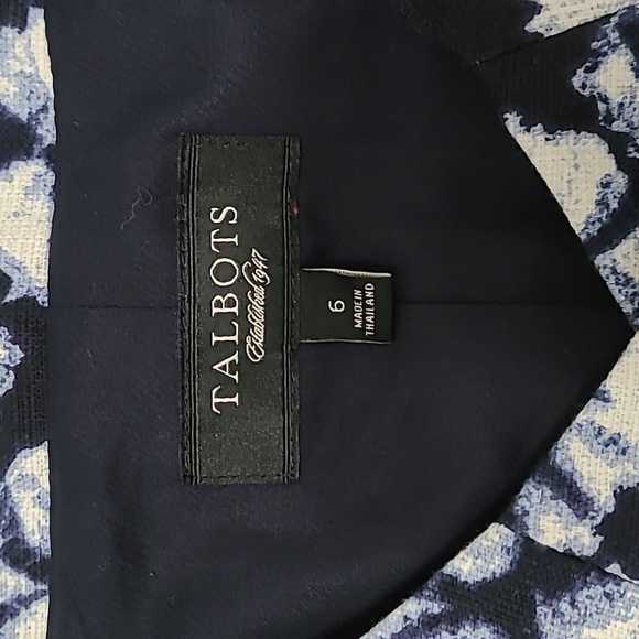 Talbots Navy blue & white 3/4 length sleeve jacket size 6 - Picture 4 of 9